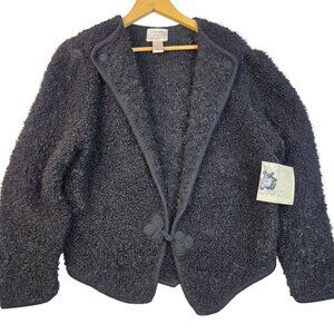 Boucle Mohair Wool Cardigan Size Medium 1981 Single Loop Button Susan Bristol
